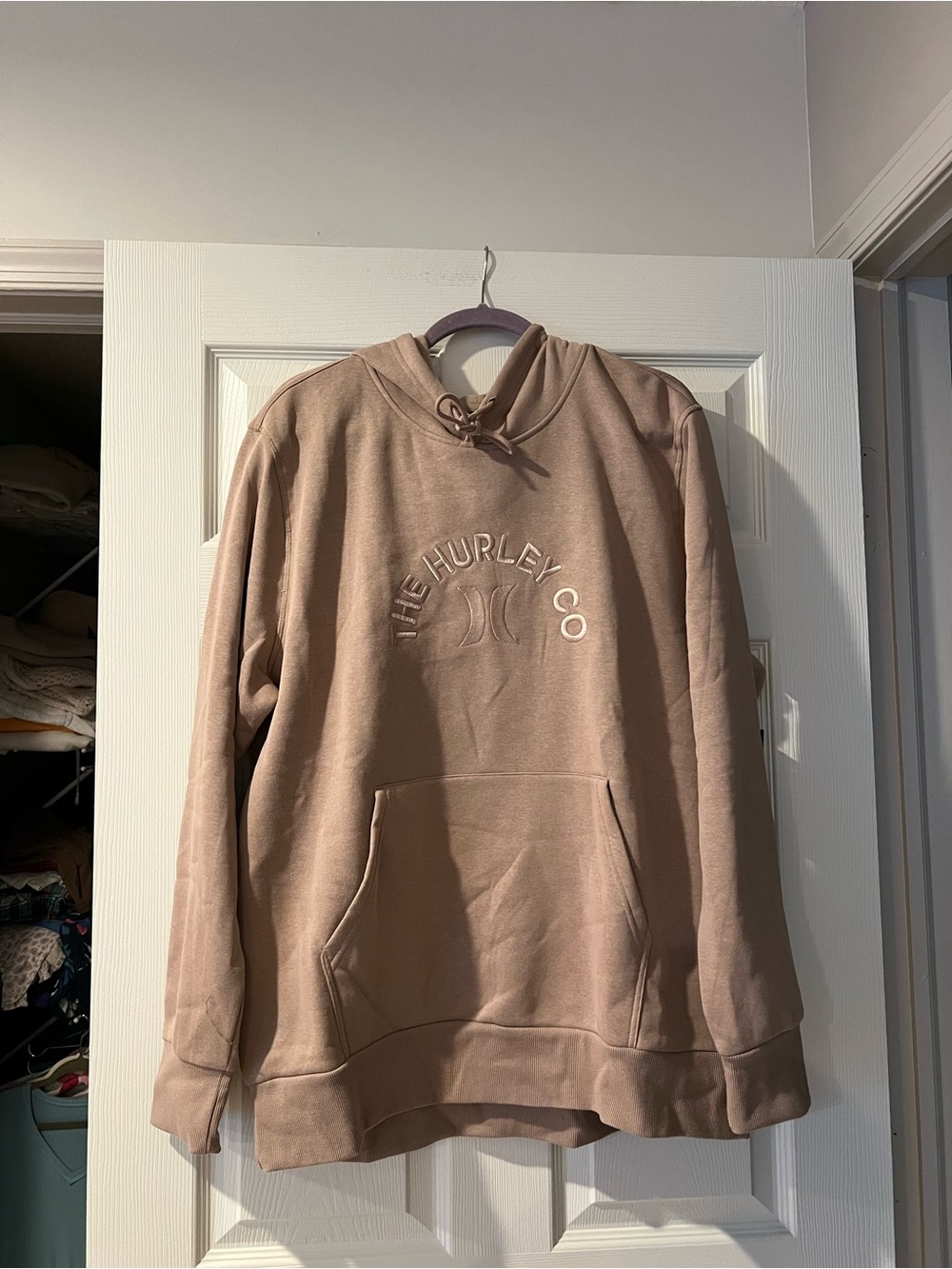Hurley Women's Taupe Drawstring Hoodie Sweatshirt - Picture 5 of 6